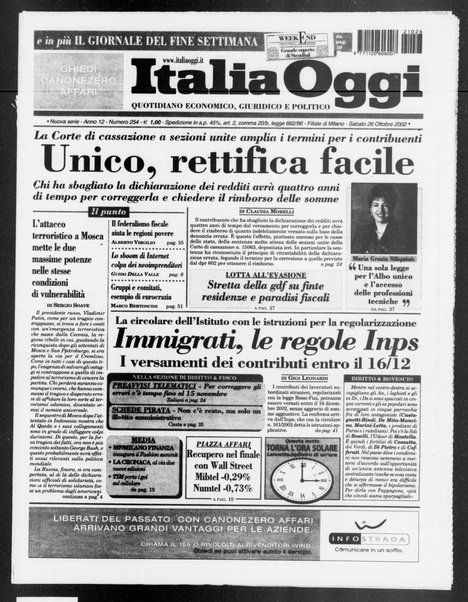 Italia oggi : quotidiano di economia finanza e politica